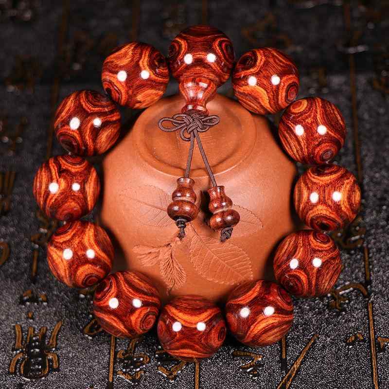 ブレスレット レディース メンズ 海南黄花梨 油梨 鬼脸 対眼 佛珠 108個 数珠 ネックレス 男性用 女性用 アクセサリー