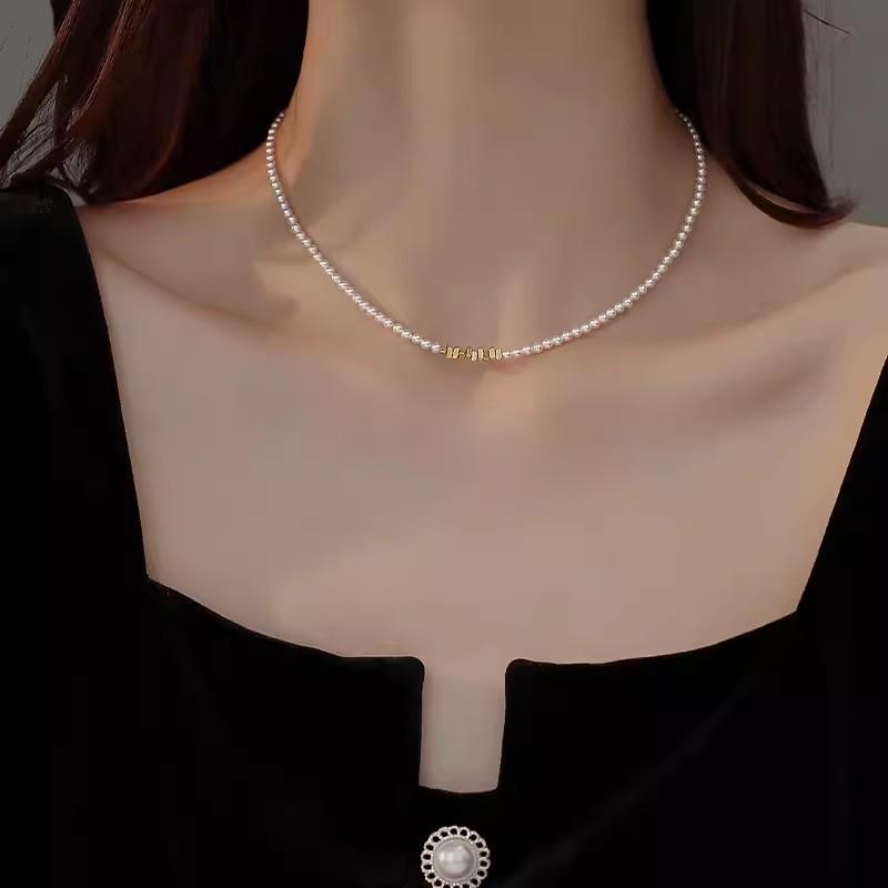 ネックレス レディース S925 シルバー 小粒 パール チェーン ゴールド ペンダント 高級感 鎖骨 軽量 アレルギー対応 おしゃれ かわいい ファッション 通勤用 デート 普段使い