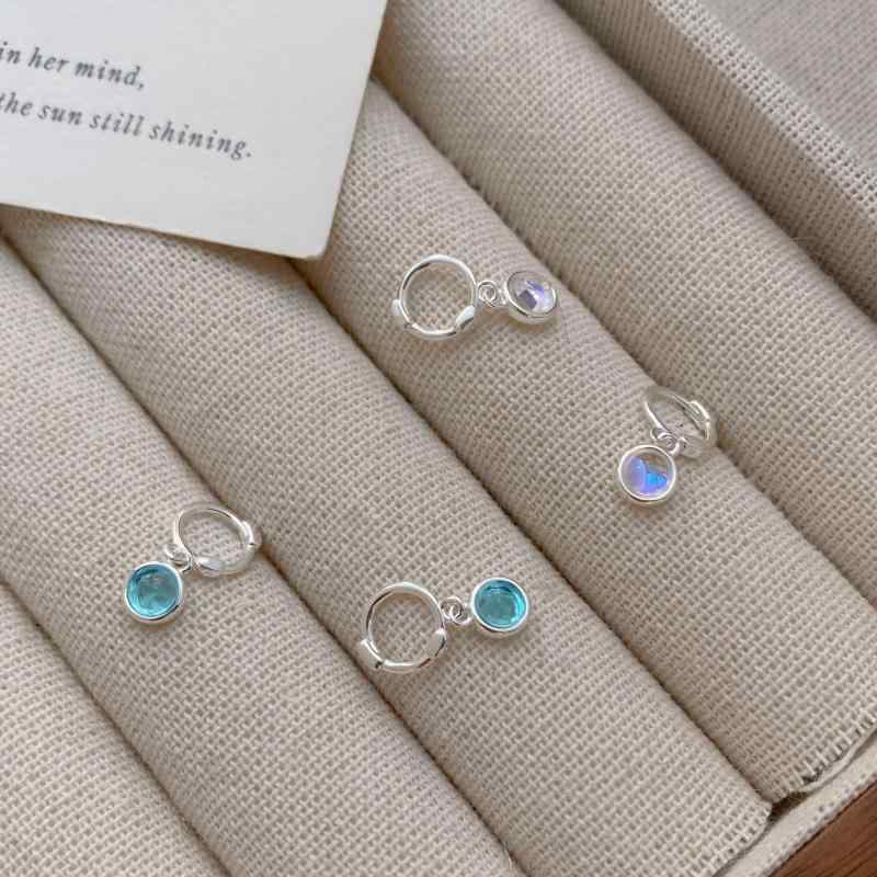 ピアス レディース シルバー925 海水藍宝 月光石風 ガラス ストーン イヤリング 小さめ 幾何学模様 ドロップ型 925銀 韓国 INS風 通勤 ジュエリー アクセサリー