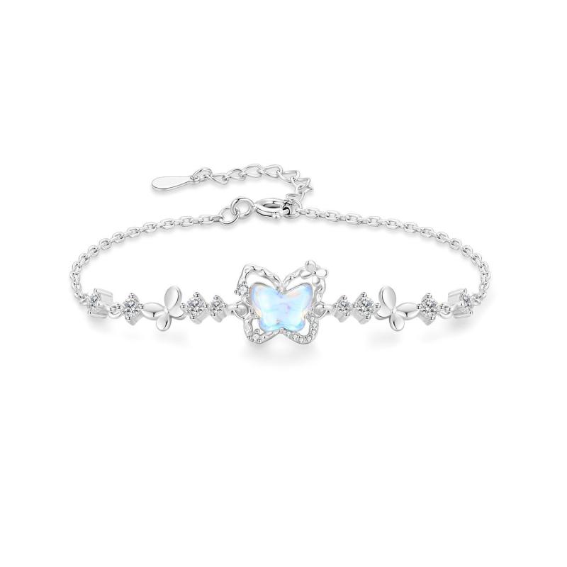 楽天ブリルビブレスレット レディース S925 シルバー バタフライ 蝶 ジルコニア 925銀製 腕輪 軽量 豪華感 かわいい 普段使い パーティー 誕生日 ギフト アクセサリー