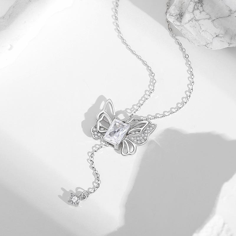 ネックレス レディース バタフライ チョーカー シルバー925 ジルコニア 韓国 鎖骨チェーン かわいい ア..