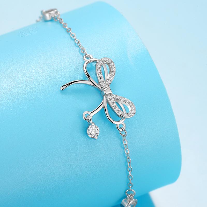 ブレスレット レディース 925シルバー 蝶 バタフライ チョウ 結び目 リボン 韓国 かわいい おしゃれ シ..