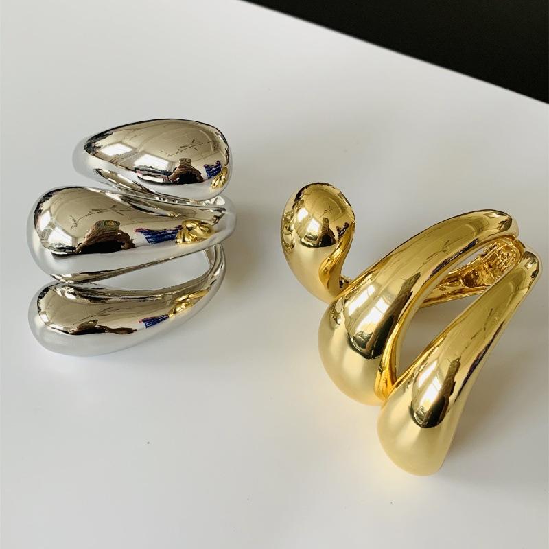 楽天ブリルビブレスレット レディース アームレット ゴールド シルバー ワイドバングル 多層 メタル 幾何学模様 高見え ジュエリー アクセサリー