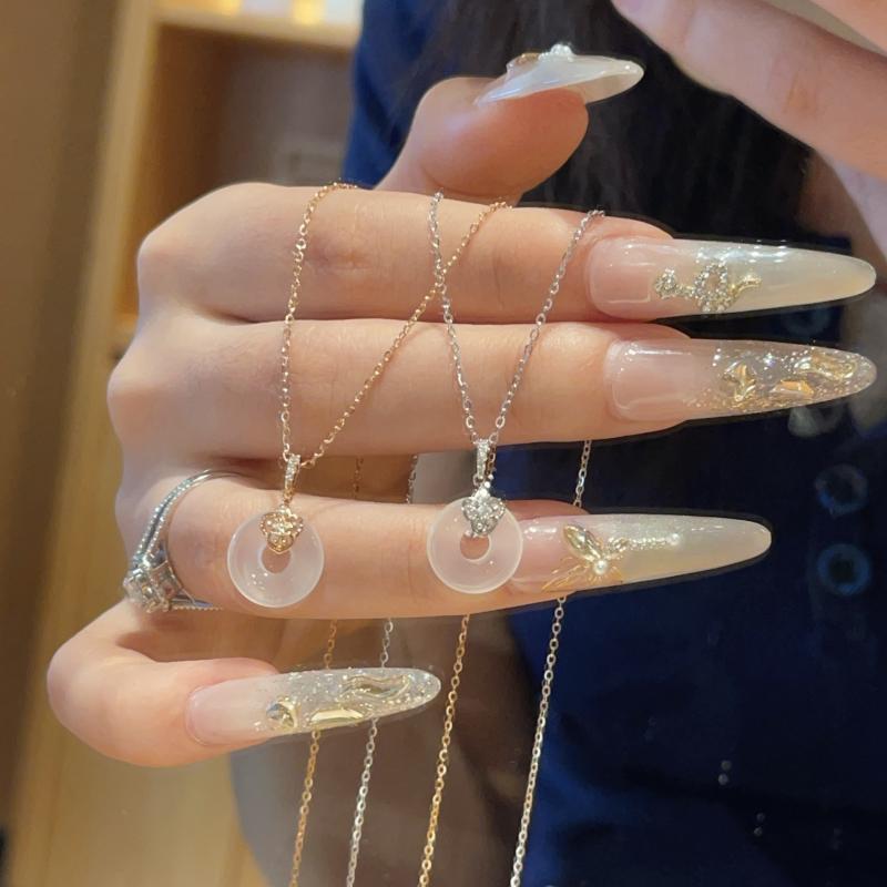 楽天ブリルビネックレス レディース シルバー925 軽奢 鎖骨チェーン ペンダント エレガント おしゃれ かわいい ギフト プレゼント 玉髄 平安扣 電気メッキ加工 O字チェーン