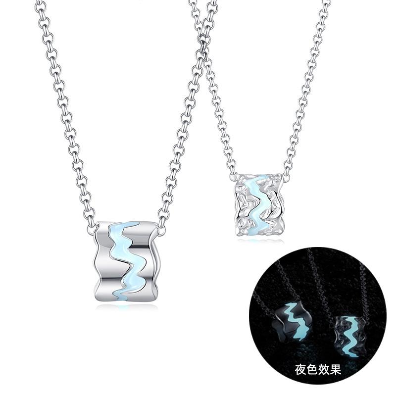 ネックレス ペアネックレス シルバー925 ジルコニア 幾何学模様 ファッション O字チェーン 光年之境 発..