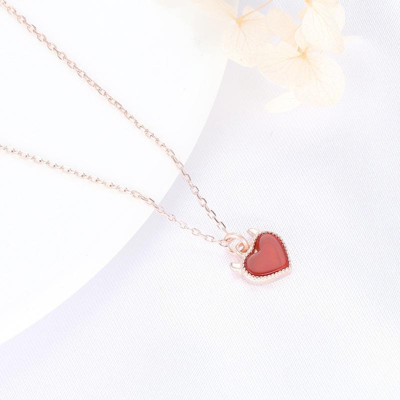 ネックレス レディース S925 シルバー ハート形 マMarketing瑙 ペンダント ラッキーアイテム アマMarke..