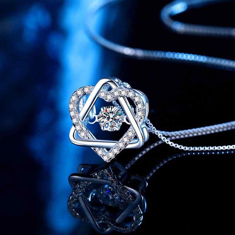 ネックレス レディース シルバー925 ハート モアサナイト ペンダント 鎖骨チェーン アクセサリー エレ..