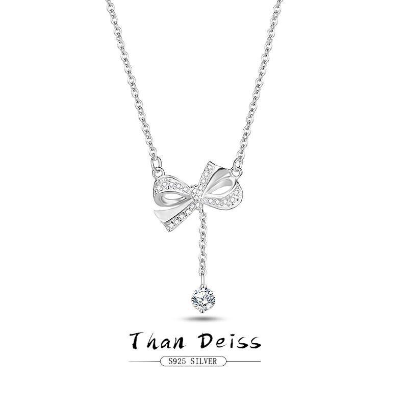 ネックレス レディース シルバー925 バタフライ 蝶 ジルコニア 鎖骨 韓国風 プチプラ かわいい 白金色 ローズ金色 流れる 揺れる 十字 チェーン(4)