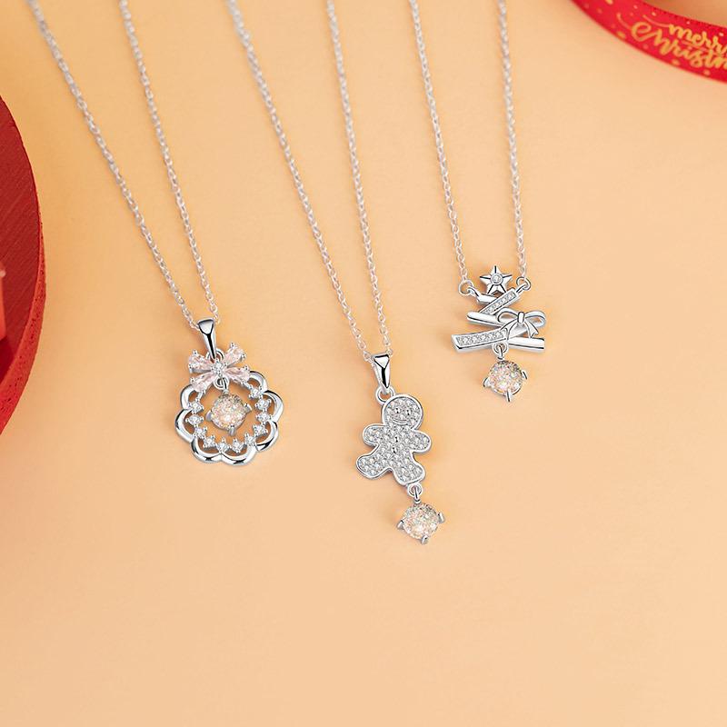 ネックレス レディース クリスマス シルバー925 ジンジャーブレッド スター 星 ベル 花 蝶々 結び ファ..