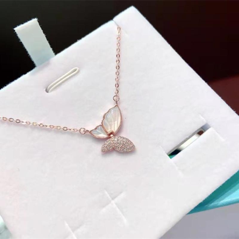 楽天ブリルビネックレス レディース S925 シルバー 蝶 貝殻 デザイン 鎖骨チェーン 首飾り バレンタインデー ギフト ローズゴールド 電気メッキ加工