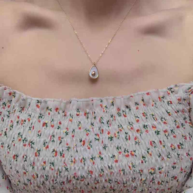 ネックレス レディース アボカド パール かわいい おしゃれ 高見え オリジナル デザイン 鎖骨チェーン