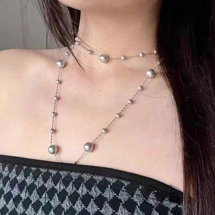 ネックレス レディース 幾何学模様 パール ショート ロング 重ね付け 十字チェーン 真鍮 電気メッキ加..