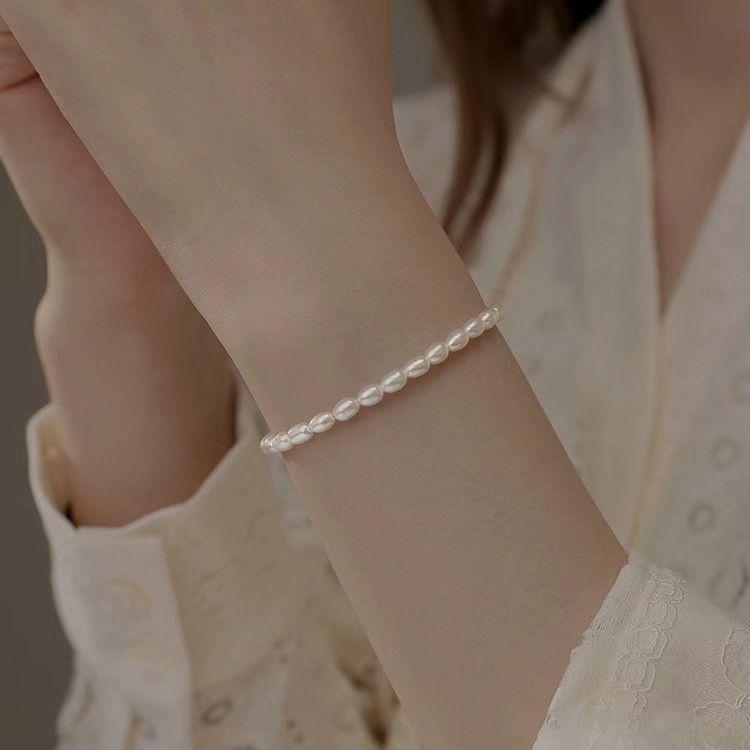 ブレスレット レディース 女性用 シルバー925 天然淡水パール 小粒 パール 伸縮性 エレガント 高見え 転運珠 親友 手作り アクセサリー 腕飾り プレゼント(4)