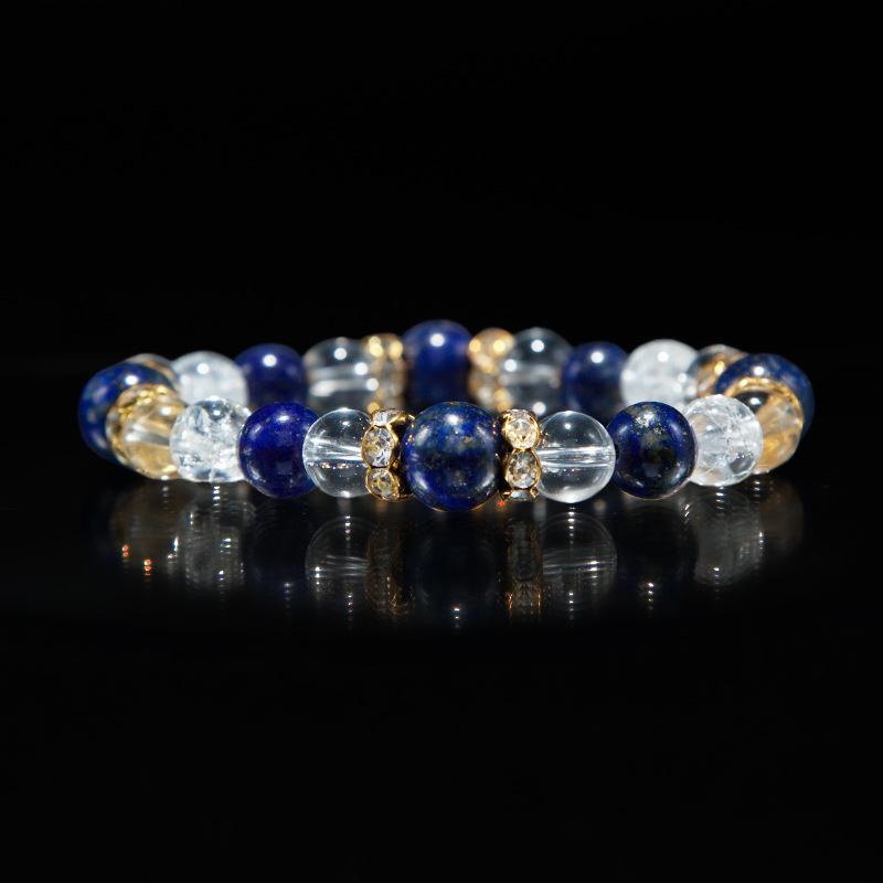 ブレスレット レディース 青金石 白水晶 爆花水晶 手串 高級感 天然石 パワーストーン ジュエリー アクセサリー