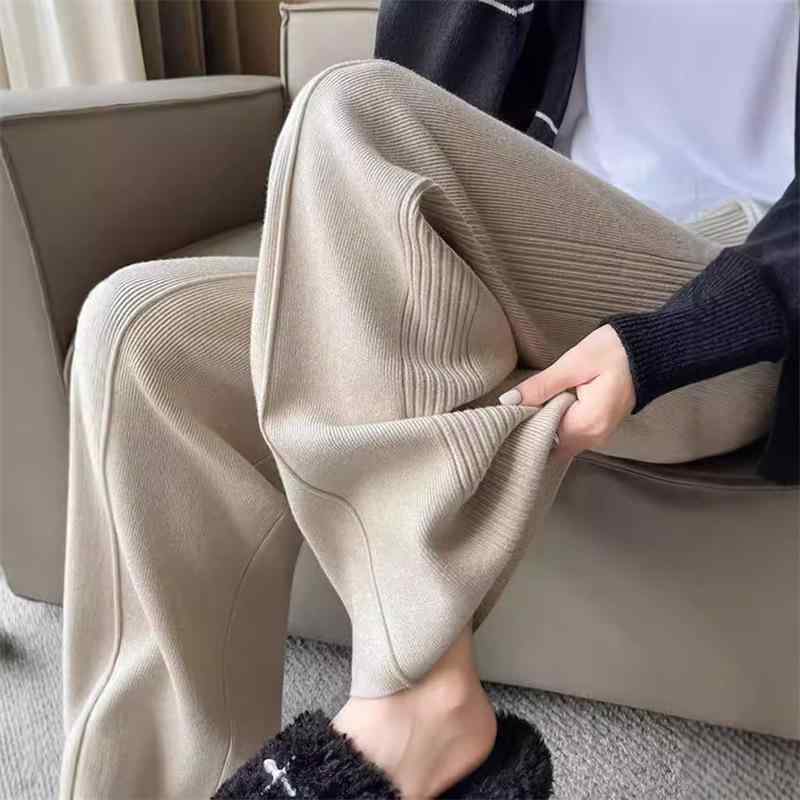 ニット レディース ズボン・パンツ ワイドパンツ ゆったり カジュアルパンツ 厚手 ジャージ カプリパン..