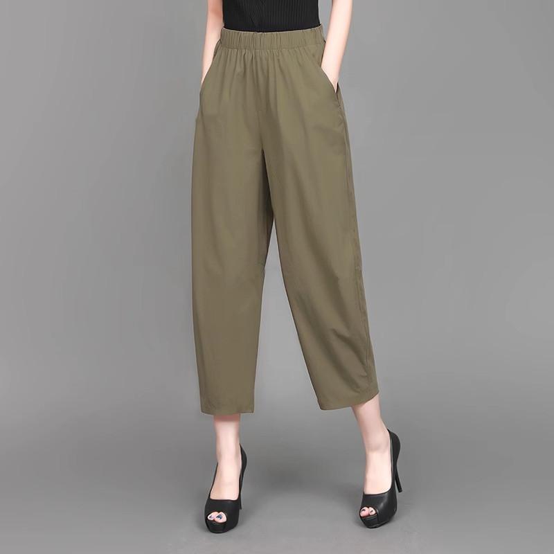 乐天商城 - パンツ レディース 薄手 ストレート テーパードパンツ 春夏 接触冷感 ゆったり カジュアル イージーパンツ カーキ ブラック