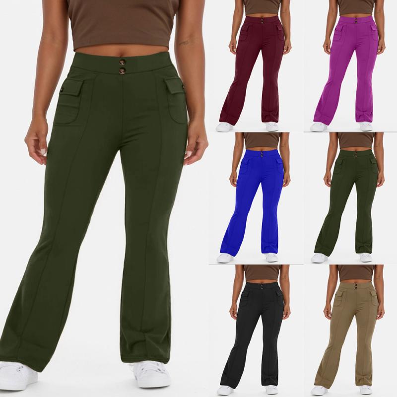 パンツ レディース 大きいサイズ 高腰 喇叭パンツ フレアパンツ カジュアル 通勤 美脚効果 ゆったり 体型カバー ブラック カーキ オリーブグリーン