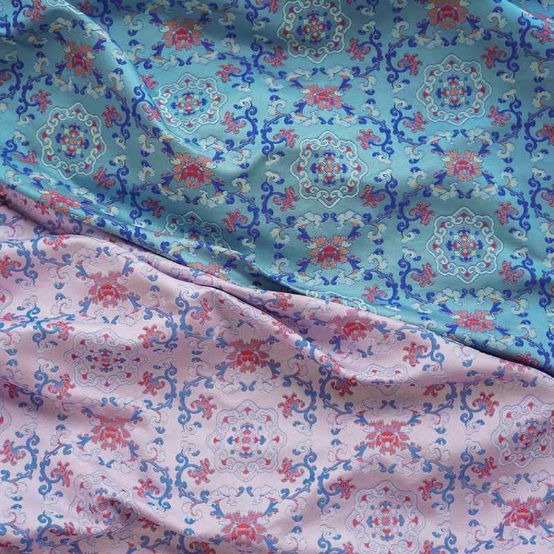 生地・布地 子供 チャイナドレス 唐装風 提花 人絹 ポリエステル 切り替え 抽象柄 ピンク系 ブルー系 1..