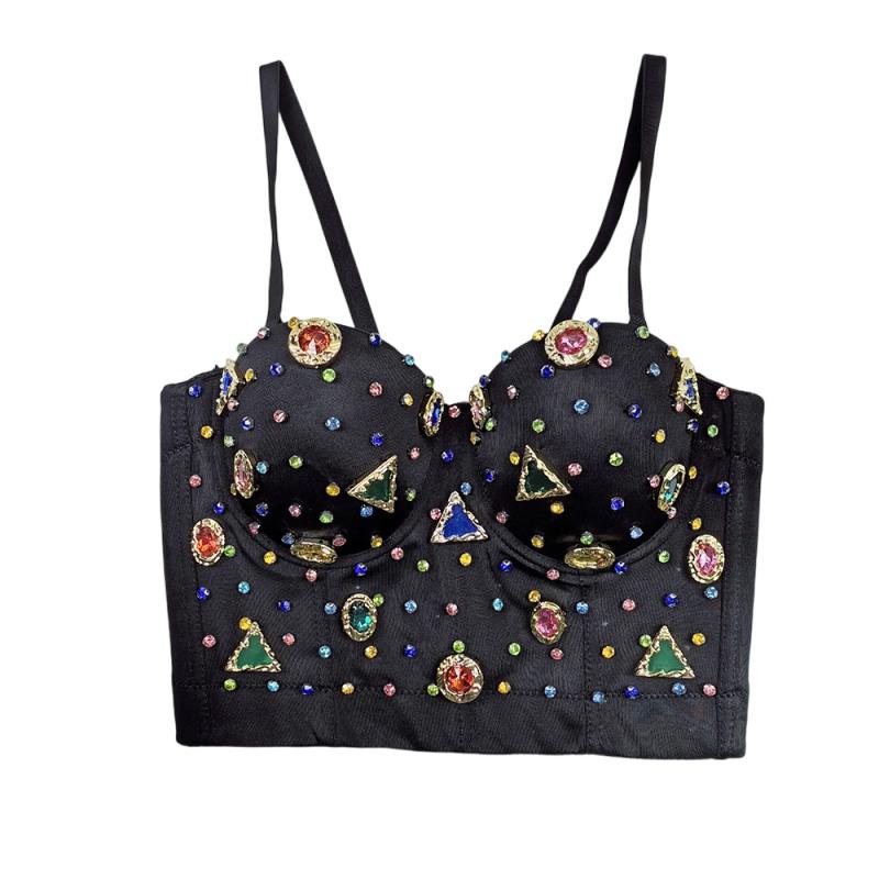 ビスチェ レディース アメリカン レトロ 金属 幾何学模様 ジルコニア コルセット チューブトップ 魚の..