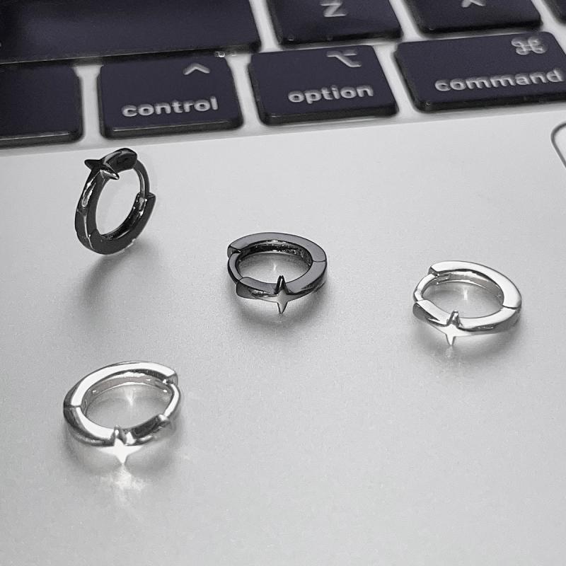 イヤリング レディース シルバーカラー 十字星 999銀製 電気メッキ加工 幾何学模様 個性派 INS風 トレンド アクセサリー 普段使い2