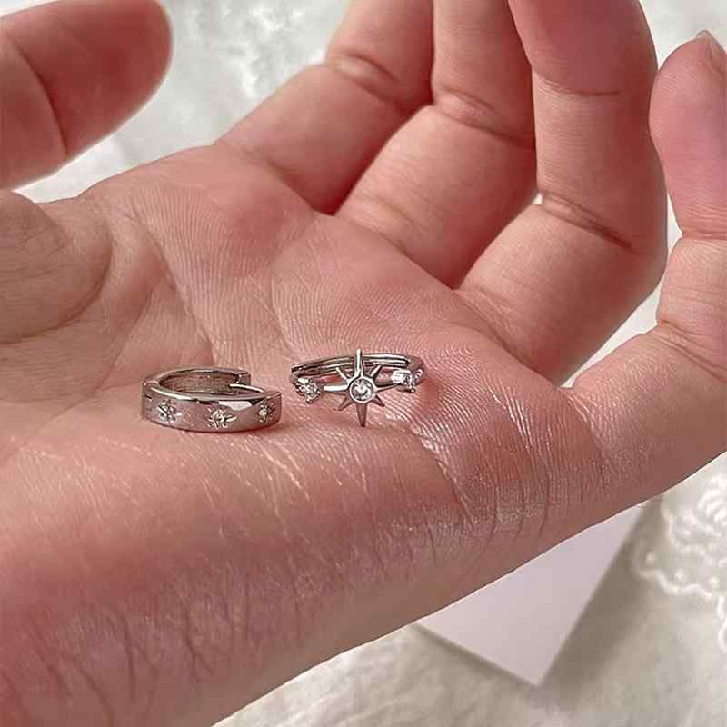 ピアス レディース S925 シルバー 星形 スター アシンメトリー 電気メッキ加工 小さめ 小ぶり シンプル かわいい 韓国風