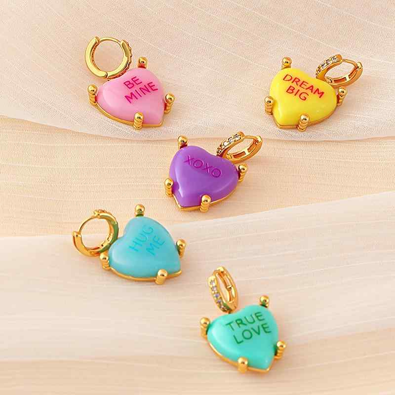 ピアス レディース 高級感 キャンディカラー ゼリー色 ジルコニア ハート型 個性的 電気メッキ加工