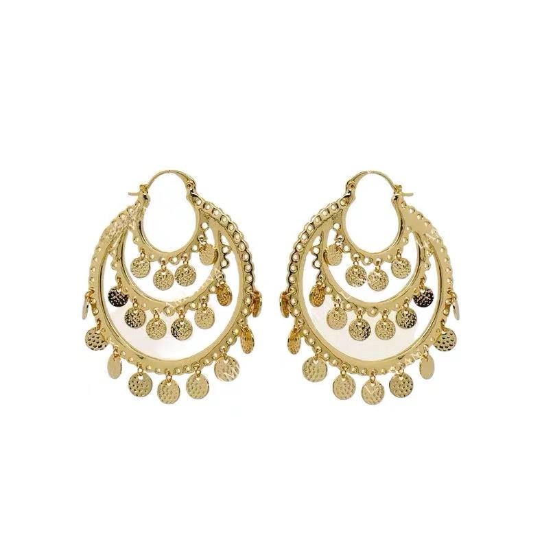 ピアス レディース 幾何学模様 電気メッキ加工 リゾート 海辺 個性的 トレンド サークル 円形 イヤリング(4)