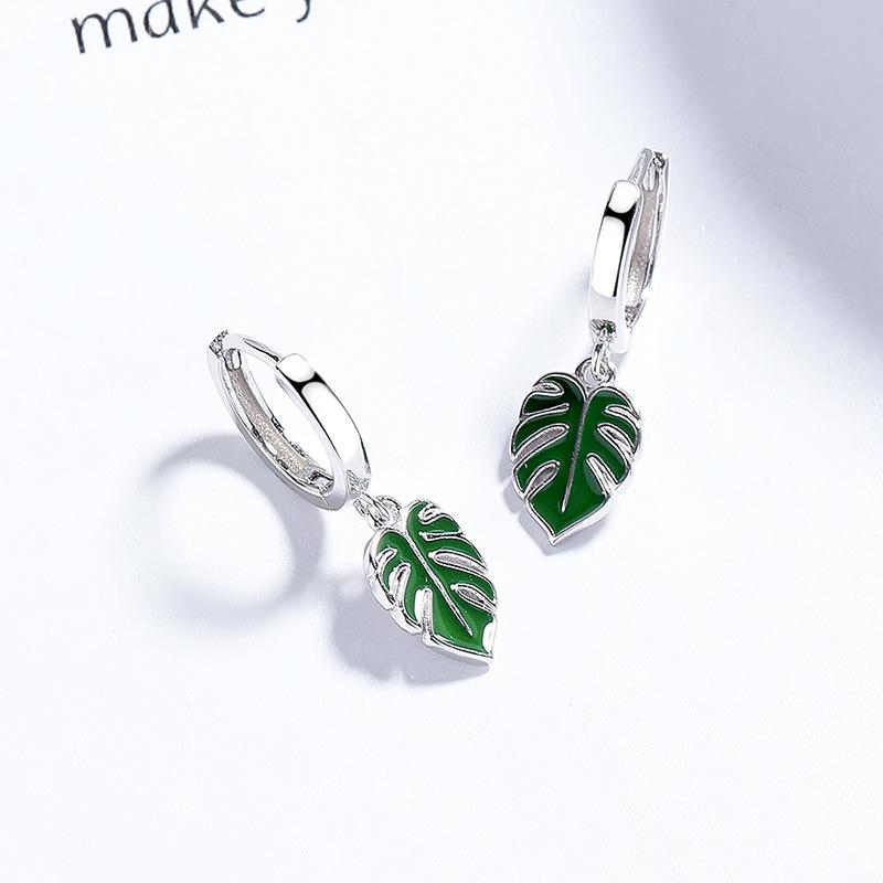 シルバー ネックレス &amp; イヤリング セット レディース ファッション リーフ モチーフ ドロップ エ..