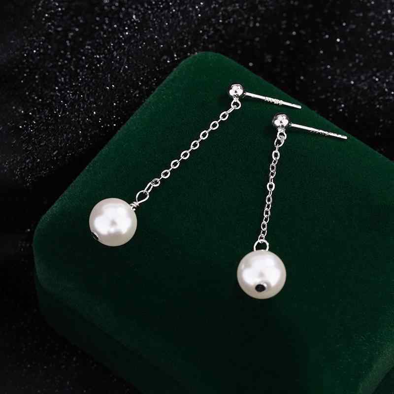 ピアス レディース シルバー999 揺れる チェーン タッセル フェイクパール 小顔 効果 イヤリング 韓国 ..