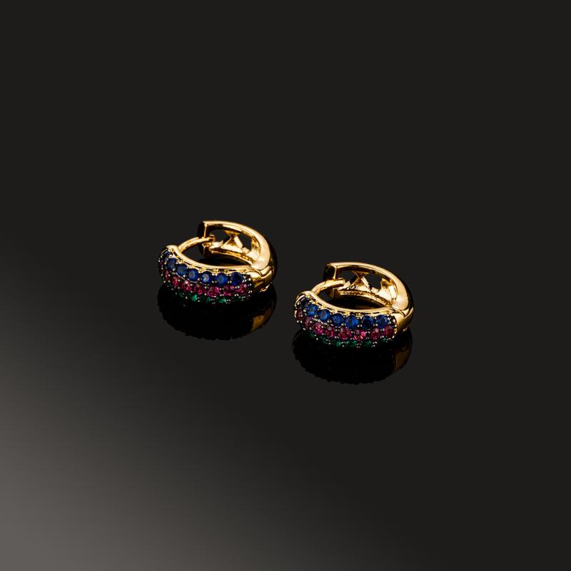 ピアス レディース U形 カラフル ジルコニア 韓国風 ゴールド 電気メッキ加工 個性的 イヤリング アクセサリー 結婚式 パーティー