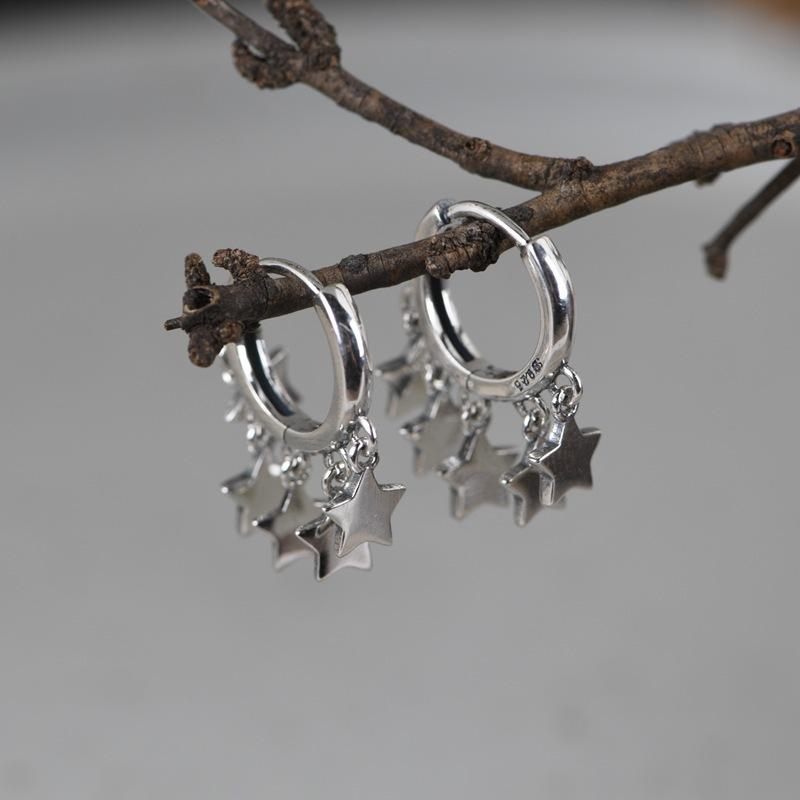 ピアス レディース シルバー925 スター 星形 イヤリング 銀 飾り 新中式 個性的 トレンド 扇子 モチーフ デザイン 普段使い パーティー お呼ばれ