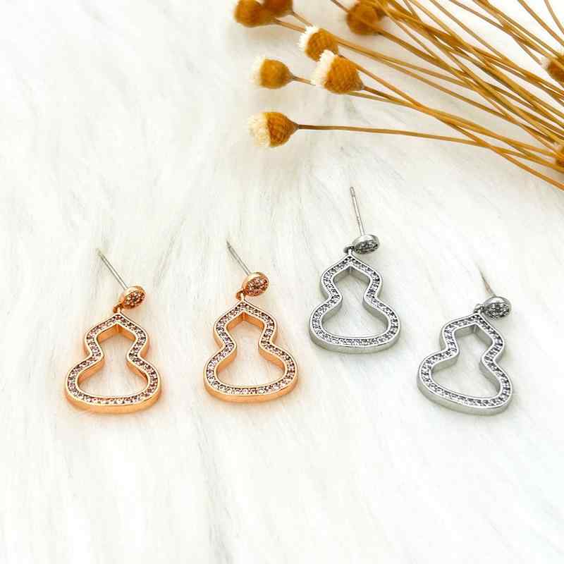 ピアス レディース ジオメトリック ローズゴールド ジルコニア 葫芦モチーフ ファッション 通勤