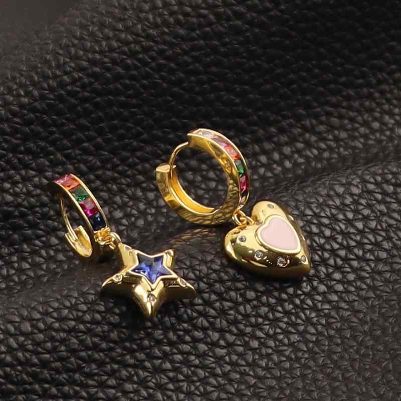 ピアス レディース ハート 星 スター 非対称 電気メッキ加工 ファッション 通勤 かわいい キュート(4)