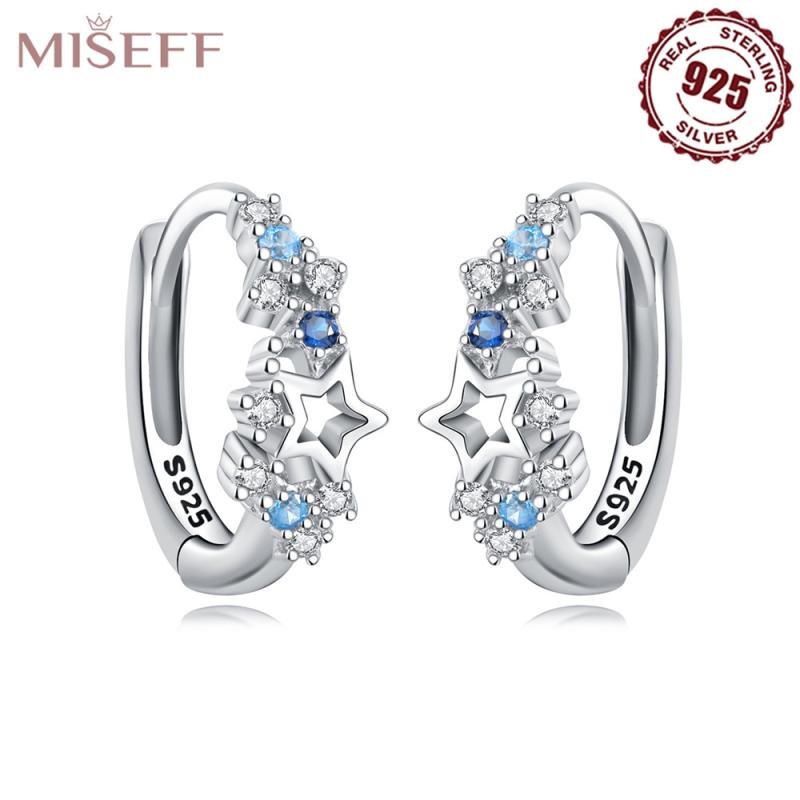 イヤリング レディース シルバー925 ジルコニア 星 スター モチーフ ブルー 星空 宇宙 小ぶり 高級感 ..