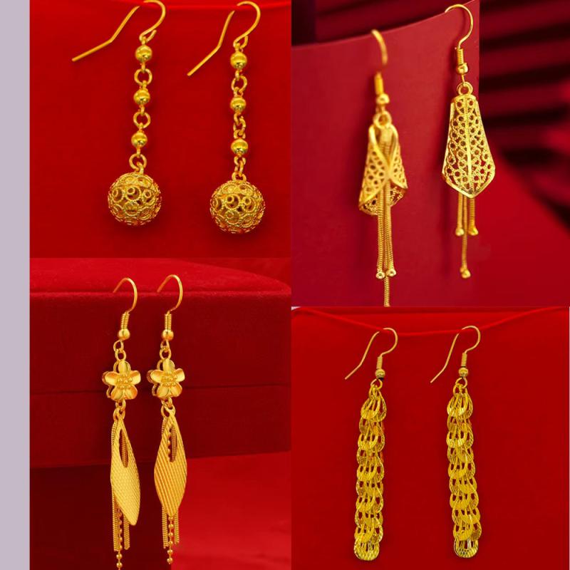 ピアス レディース ゴールド フラワー タッセル イヤリング 転運珠 ウエディング アクセサリー 合金 幾..