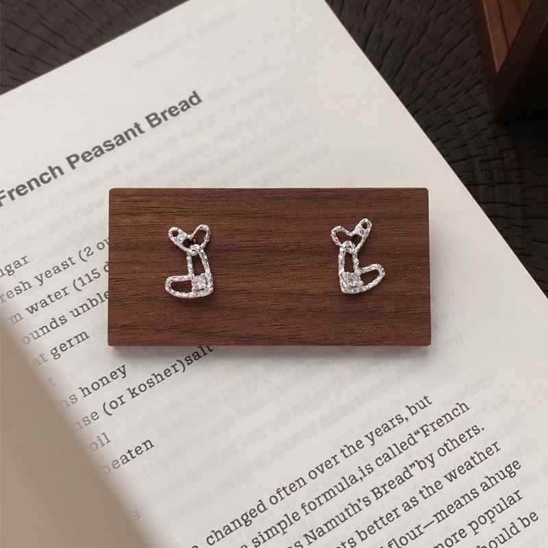 ピアス レディース シルバー999 純銀製 ダブル ハート 韓国 ファッション イヤリング インスタ 人気 小さめ シルバー