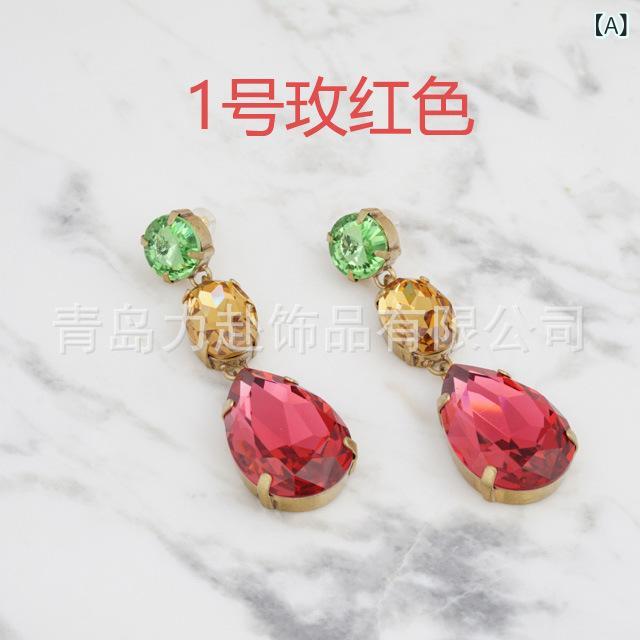 イヤリング レディース 幾何学 レトロ 大ぶり 電気メッキ加工 ジルコニア ドロップ 文芸復古 アクセサ..