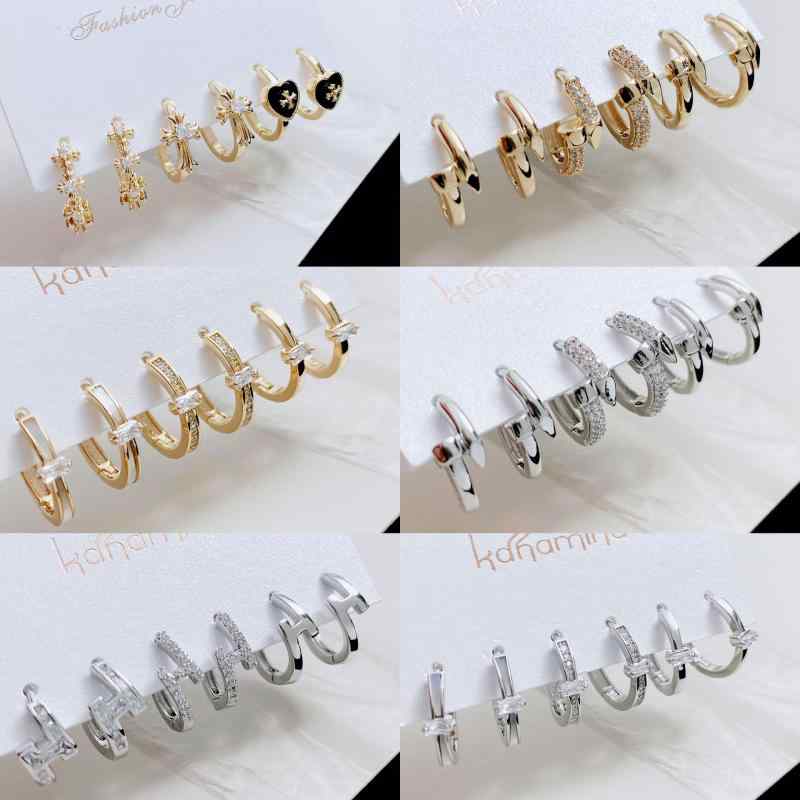 ピアス レディース 3点セット 幾何学模様 ジルコニア シルバー 電気メッキ加工 シンプル かわいい おしゃれ普段使い