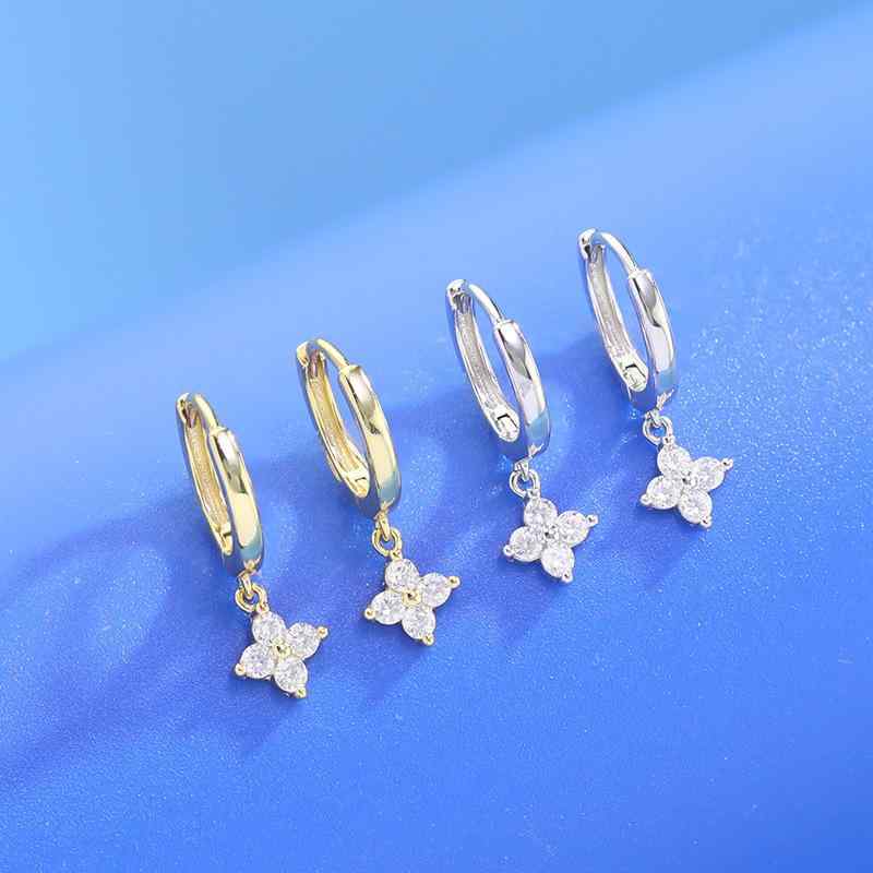 ピアス レディース シルバー925 四つ葉 クローバー ジルコニア イヤリング 韓国風 かわいい 白金色 黄金色 花柄 清新 甘め(4)