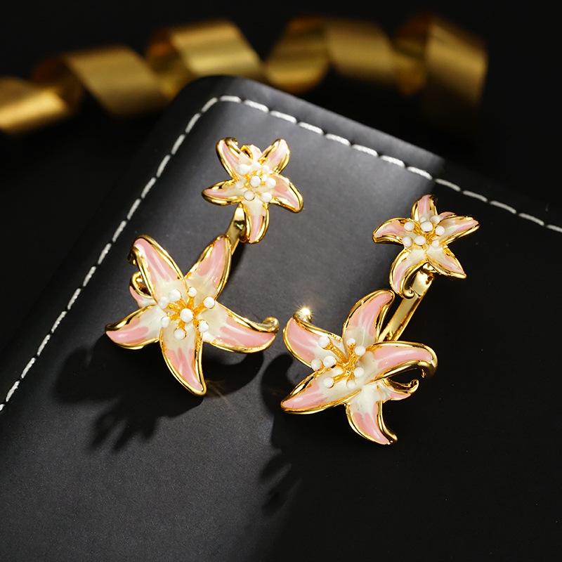 イヤリング レディース 花 フラワー ドロップ 電気メッキ加工 18K ファッション OL 通勤 ギフト プレゼント(4)