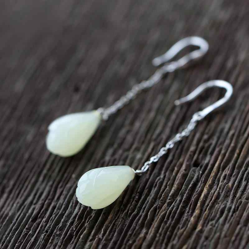 ピアス レディース S925 シルバー 和田玉 イヤリング 新中式 レトロ 大ぶり エレガント 低アレルギー性..