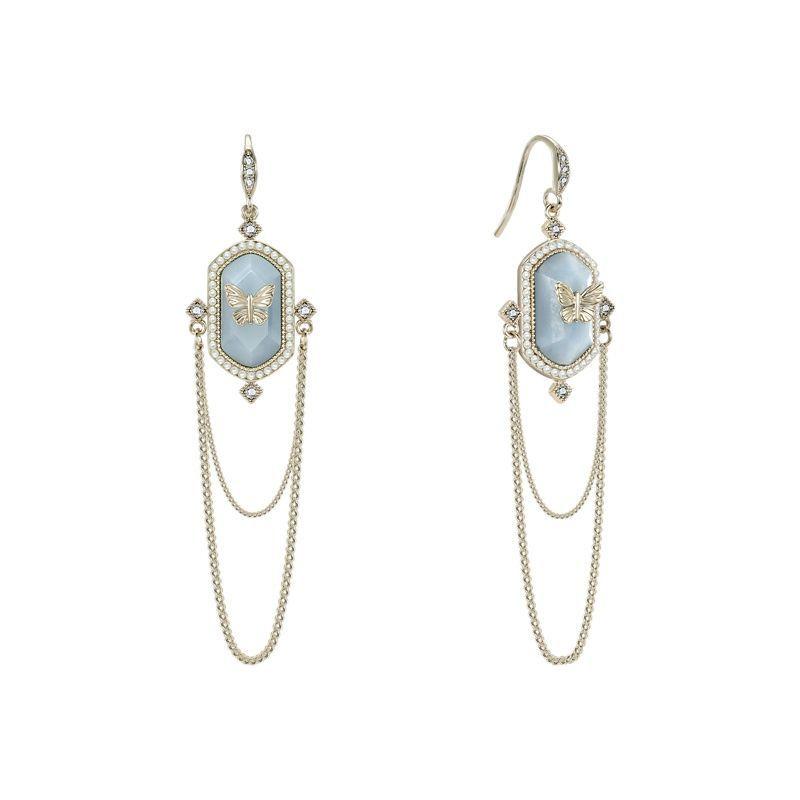 イヤリング レディース シルバー レトロ 盾 花 ラインストーン バタフライ 蝶 星 シェル ハート モチー..