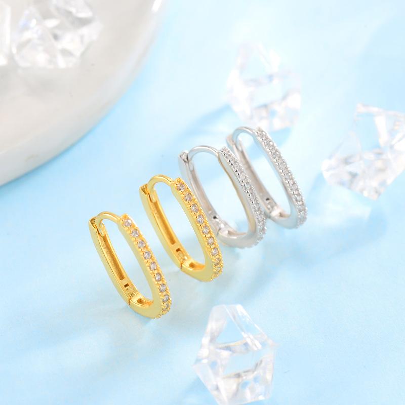 ピアス レディース ファッション シルバー925 ジルコニア 幾何学模様 リングピアス フープピアス シンプル 高級感 電気メッキ加工 通勤 デート パーティー