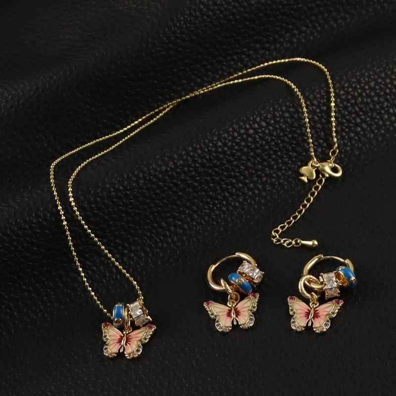 ピアス レディース 手描き風 蝶 バタフライ ネックレス レトロ 港風 電気メッキ加工 高見え アクセサリ..