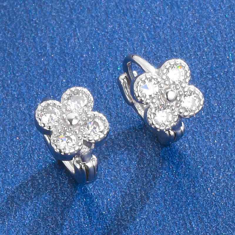 ピアス レディース シルバー925 ジルコニア 四つ葉 クローバー 花 フラワー かわいい ミニ 小さめ シンプル イヤリング 白金 電気メッキ 通勤 デート パーティー ギフト