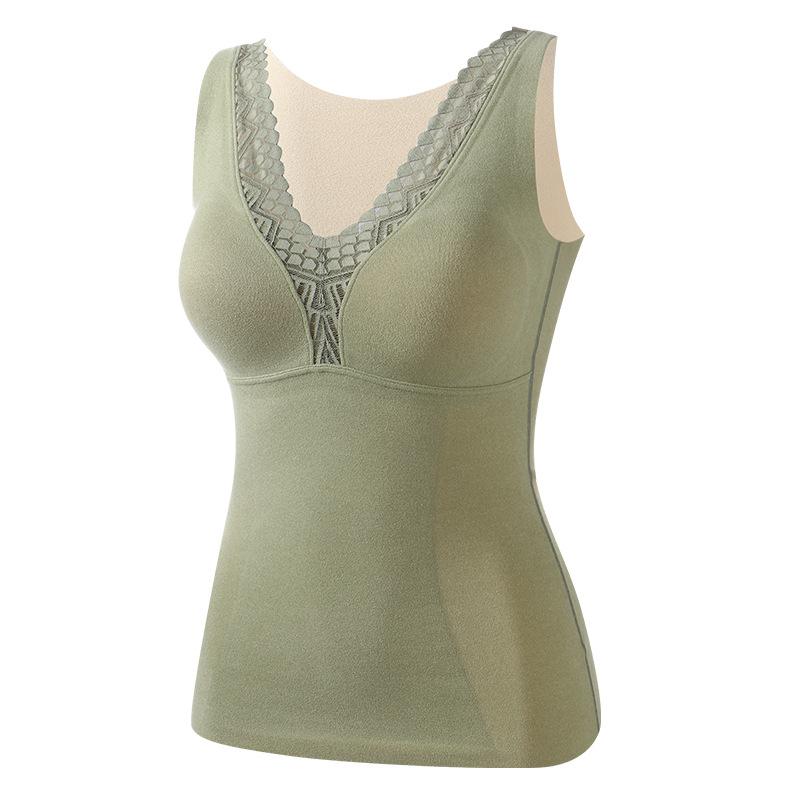 肌着 レディース Vネック 長袖インナー 発熱インナー キャミソール付き あったか裏起毛 無地 シンプル 防寒 部屋着 ルームウェア 普段使い 保温インナー