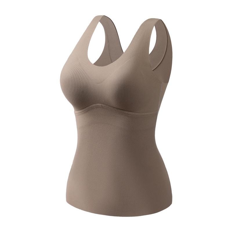 2タンクトップ レディース 秋冬 Uネック 肌着 下着 保温 あったか 磨绒 薄手 無地 婦人 女性 重ね着 インナー 部屋着 普段使い