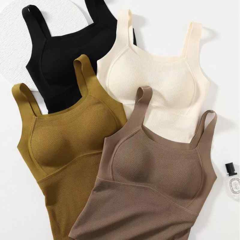 ブラ レディース あったかインナー Uネック カップ付き キャミソール ウール シルク混紡 薄手 ノンワイヤー 保温 暖か 発熱 伸縮性 インナー トップス 肌着 女性 婦人 シャンパン ベージュ ブラック2