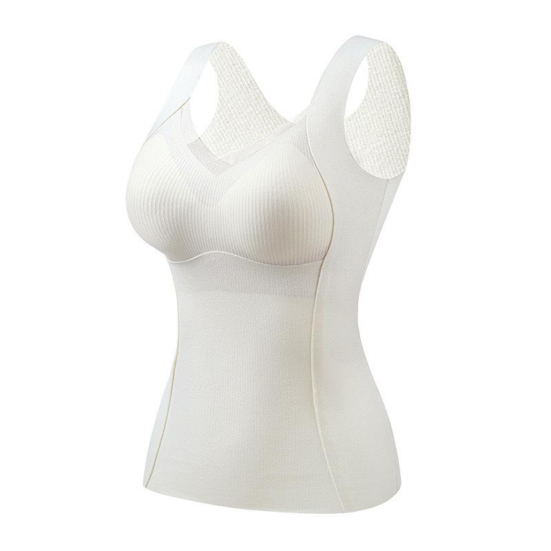 インナー レディース 秋冬 起毛 保温 ブラトップ カップ付き タンクトップ レーヨン 下着 肌着 無縫製 スリム トップス 部屋着 普段使い 重ね着 ミルクホワイト カーキ アッシュグレー ブラック
