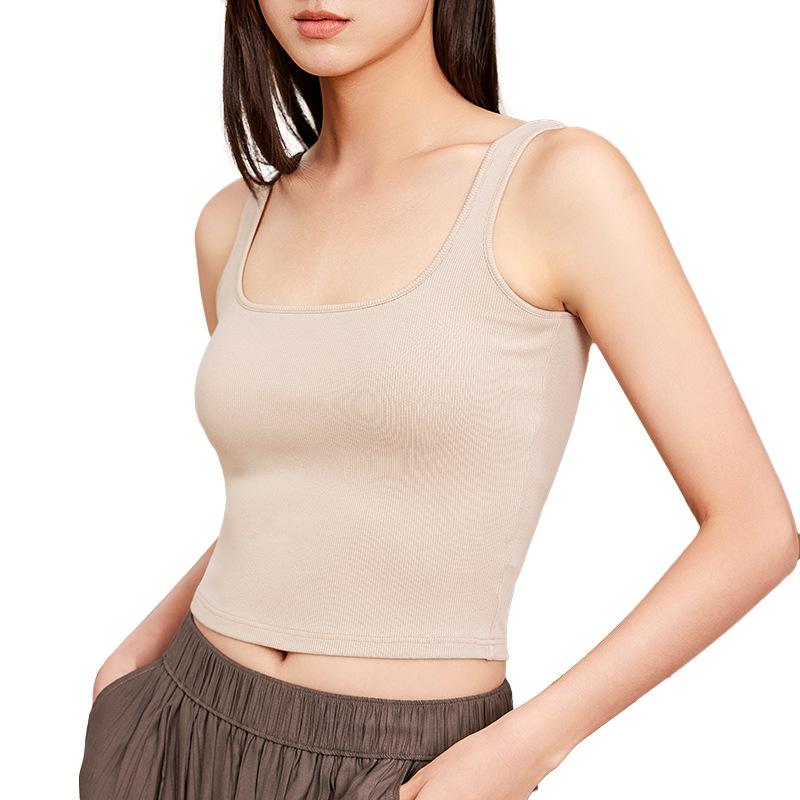 キャミソール レディース ヨガ トップス 接触冷感 インナー 無地 カップ付き ノンワイヤー ストレッチ 伸縮性 吸湿速乾 ブラトップ スポブラ 部屋着 ルームウェア 普段使い 春夏